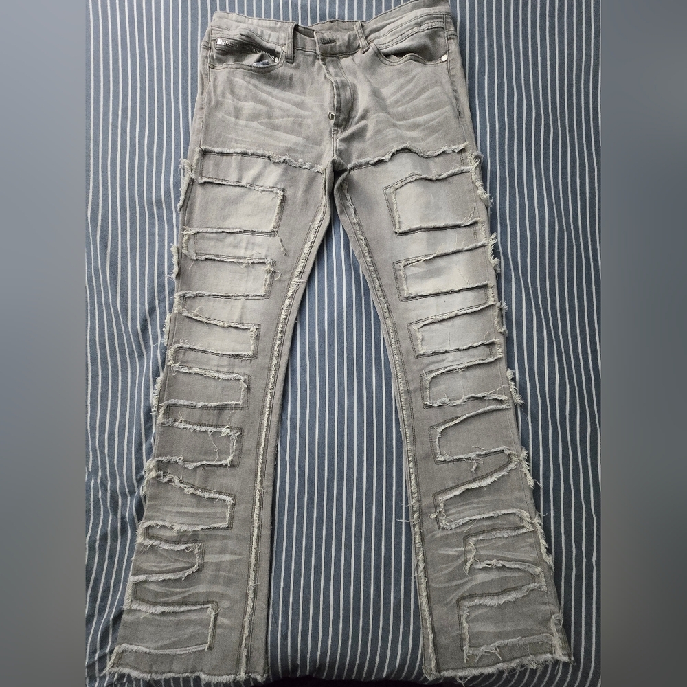 Rockstar Original Distressed Gray Jeans (Stacked Jeans)